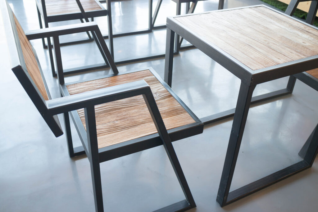 Wooden furniture in industrial style